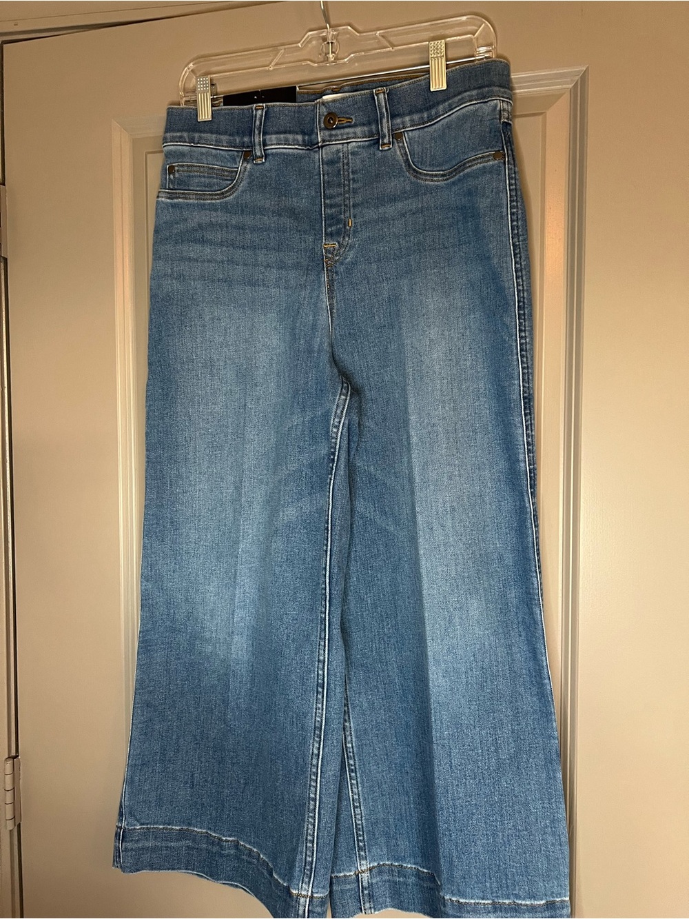 SPANX Wide-Leg Cropped Jeans Large Petite Denim NWT